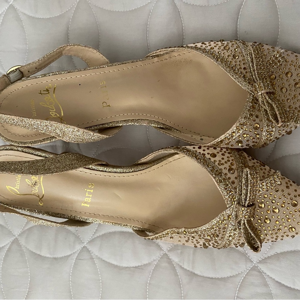 Elegant gold sling back Gold Women's Shoes-see photos